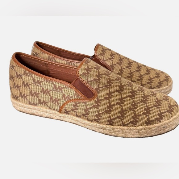 Michael Kors Logo Espadrille Slip On Shoe Tan Brown Women's Size 8M - Picture 1 of 6